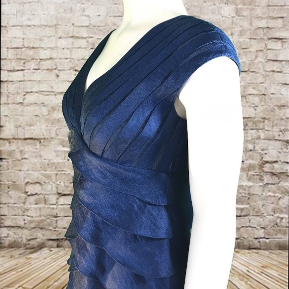 ADRIANNA PAPELL Iridescent Navy Cocktail Dress - Picture 4 of 6